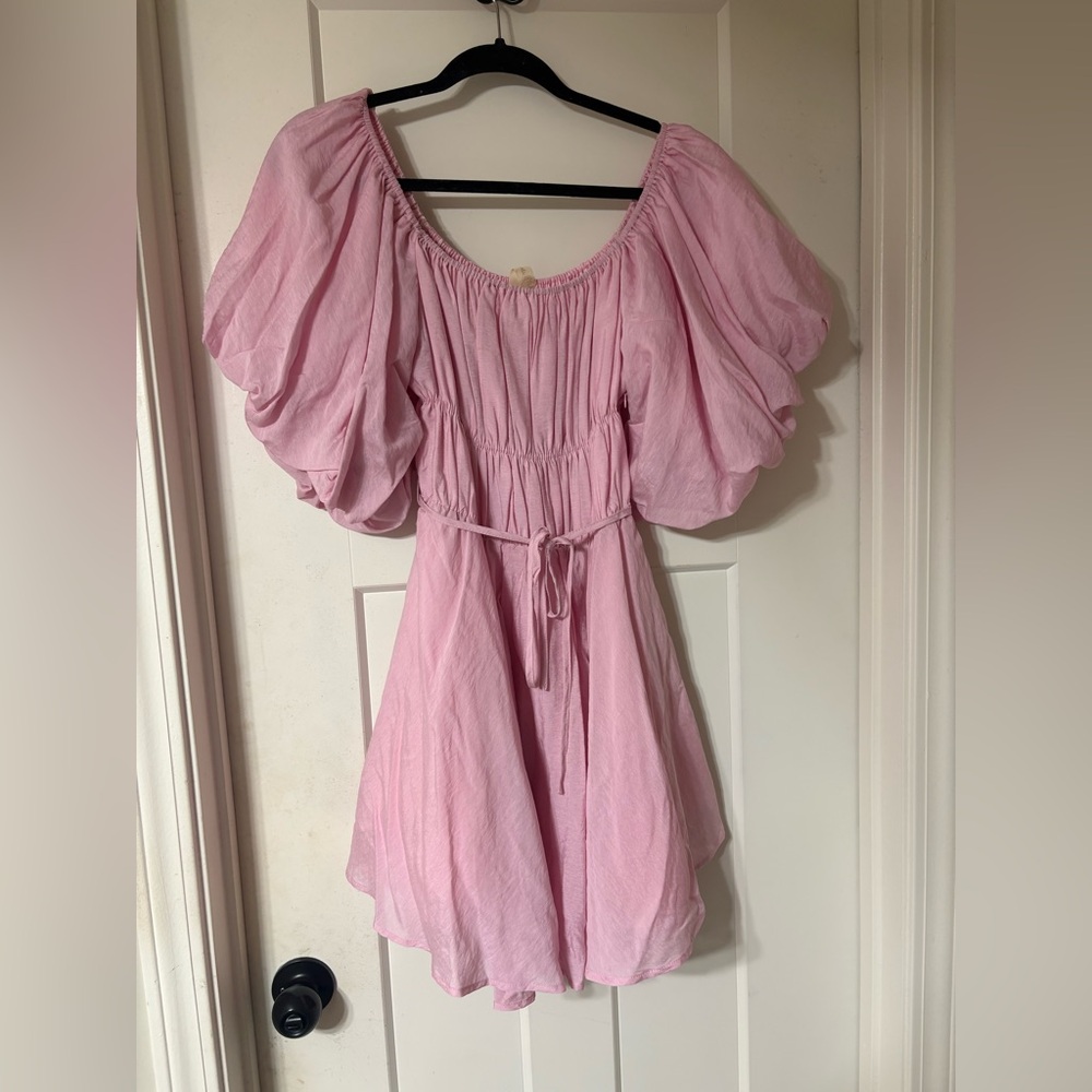 Altar’d State Pink Puff-Sleeve Dress